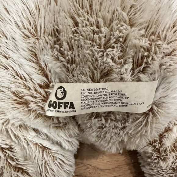 HUGE Goffa Plush Sloth 38" Soft Stuffed Animal Jumbo Sloth Gold Eyes Tan Brown - Picture 10 of 12